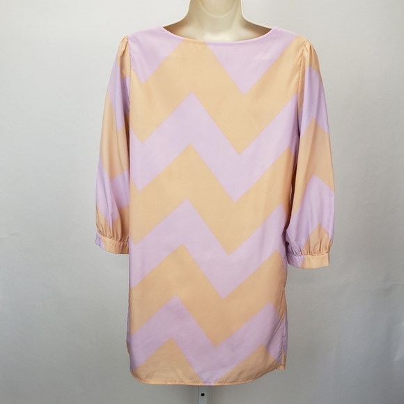 TOBI Linus zig zag shift lavender and peach dress size small - Picture 7 of 11